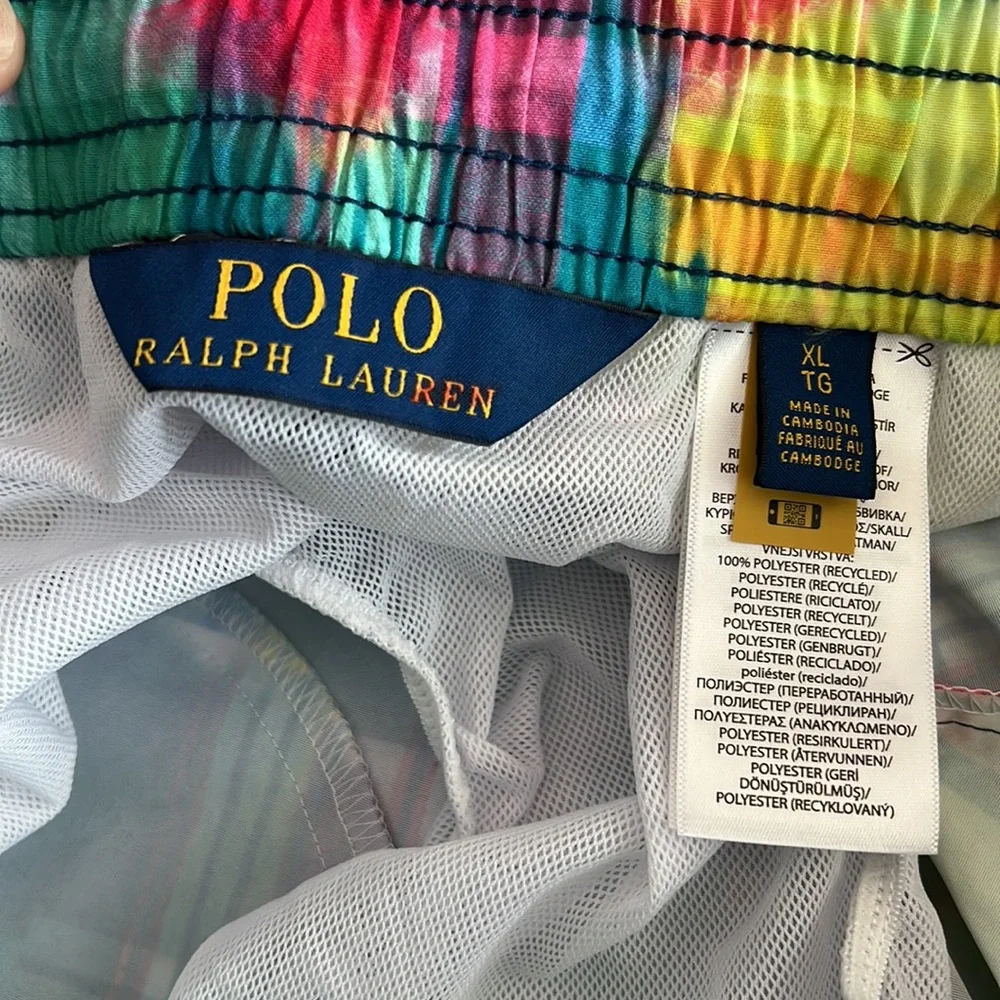 Polo Ralph‎ Lauren Swim Shorts Trunks Colorful Plaid Packable Mens Size XL